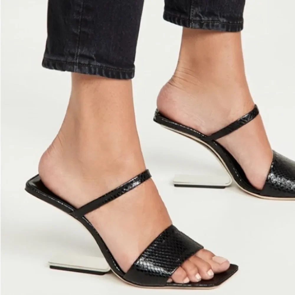 Cult Gaia BLACK Rene Cut-Out Heel Sandals, x Revolve, New, Size 37
